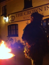 Landlord Matt in costume outside the Crown